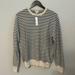New - J crew - black and cream striped cotton sweater/ sweatshirt